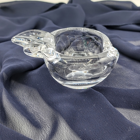 Cofrac Art Verrier France Lead Crystal Apple Trinket Dish Signed Vintage - Picture 4 of 8